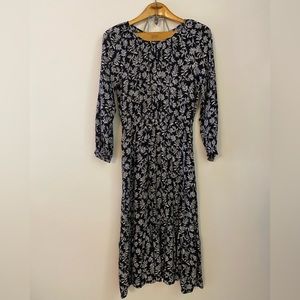 NWOT Old Navy Black & White Floral Maxi Long Sleeve Dress | S